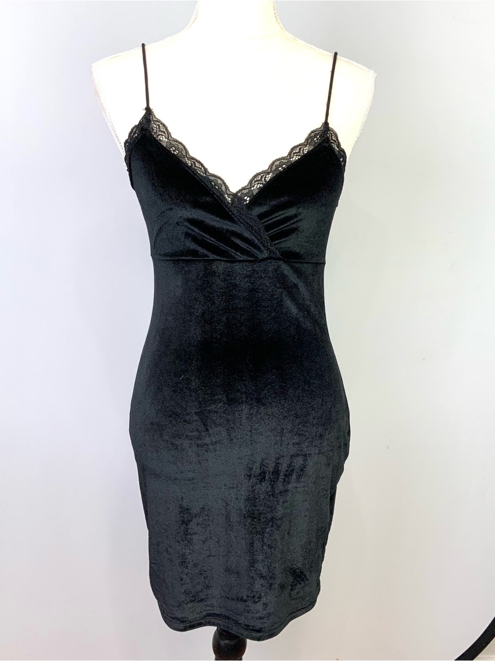 Black Velvet Lace Babydoll Slip Dress Whimsigoth Fairy Grunge Bodycon Large